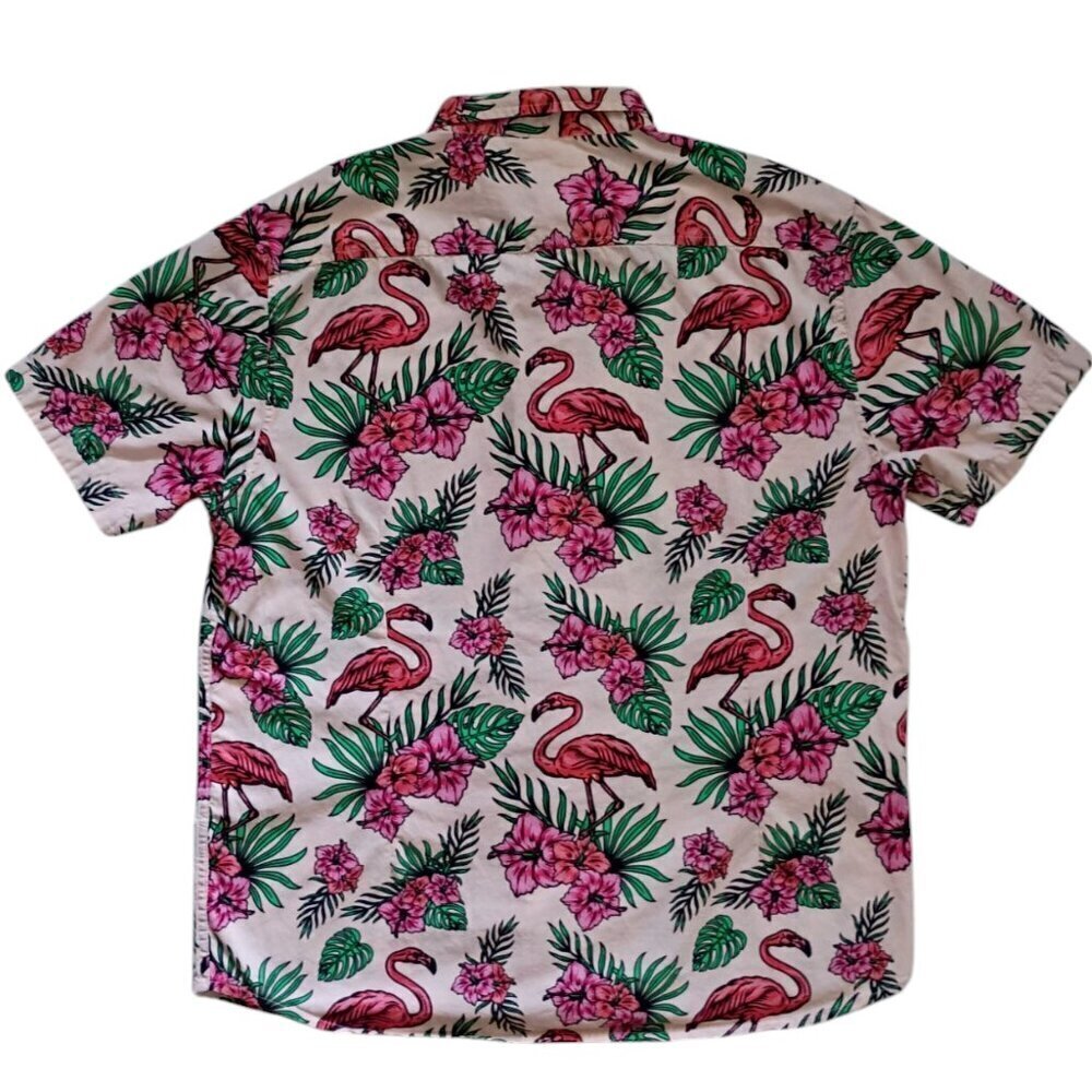 Massive Shirt Hawaiian Flamingo Cotton Short Sleeve Button Down XL - Picture 3 of 9